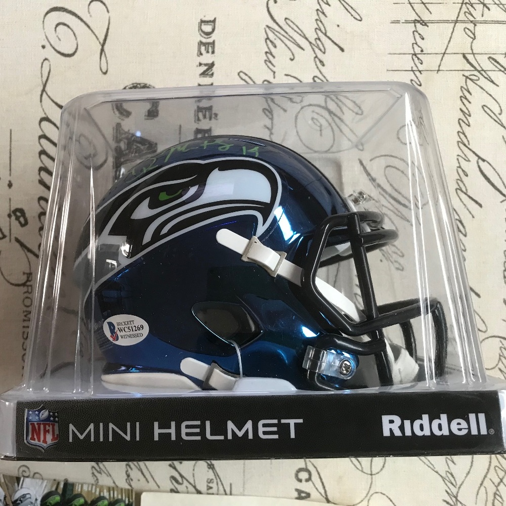Autographed DK Metcalf mini helmet